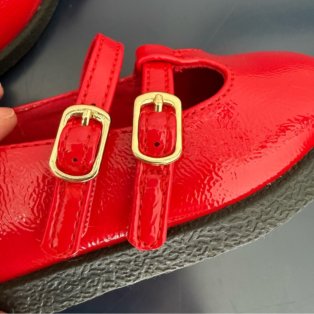Old Navy Toddler Girls Mary Jane Red Buckle Flat Shoes Size 6c - Picture 7 of 7